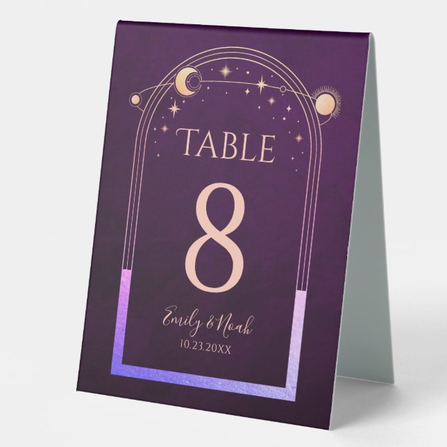 Plaque De Table Celestial Rainbow Plum Sun Moon Stars Wedding  (Recto)