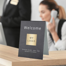 Chalboard gris logo entreprise ouvert fermé