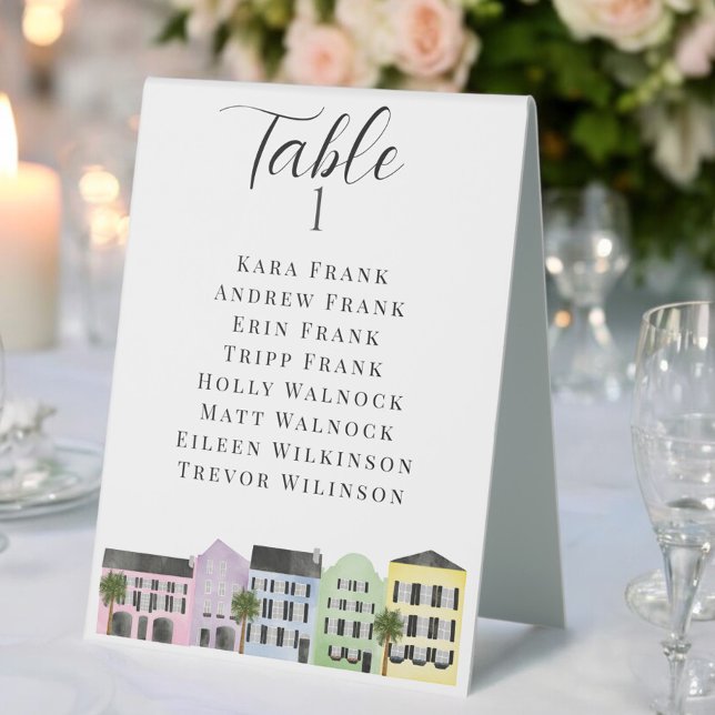Plaque De Table Charleston Rainbow Row Table de mariage personnali (Créateur téléchargé)