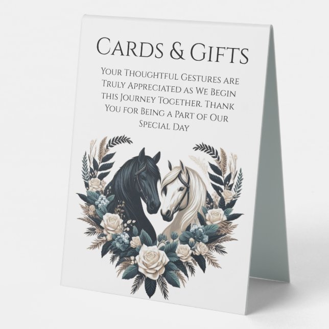 Plaque De Table Chevaux de mariage campagnard en amour (Verso)