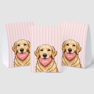Plaque De Table Chien Mignon Personnalisé avec Cœur Rose