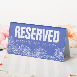 Plaque De Table Chrysanthemum blanc fleurs bleu mariage réservé
