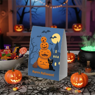 Plaque De Table Citrouilles d'Halloween et chat noir