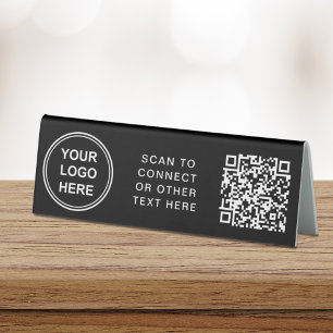 Plaque De Table Code QR de logo moderne noir