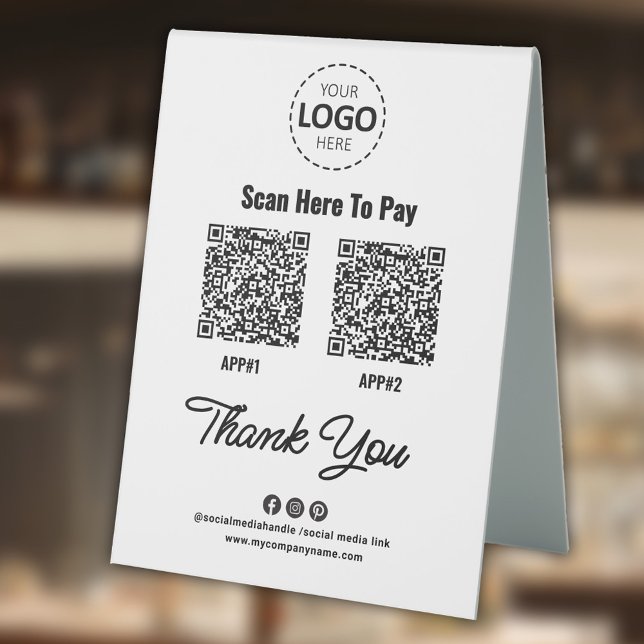 Plaque De Table Code QR de paiement sans contact personnalisé (Créateur téléchargé)