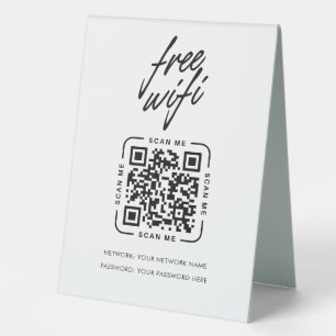 Plaque De Table Code QR de réseau Wifi Entreprise Moderne