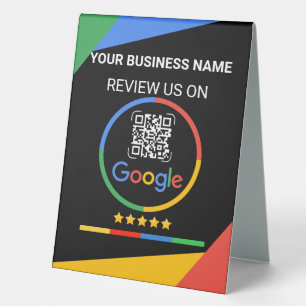 Plaque De Table Code QR de révision Google noir moderne