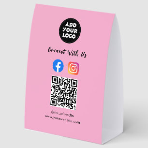 Plaque De Table Code QR des médias sociaux modernes   Panneau de t