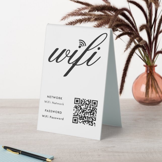 Plaque De Table Code QR du réseau Wifi de marque personnalisée Bla (En SItu (Tableau))
