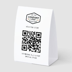 Plaque De Table Code QR moderne et logo d'entreprise minimaliste