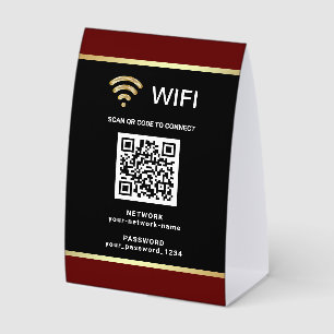 Plaque De Table Code QR moderne noir rouge pour mot de passe résea