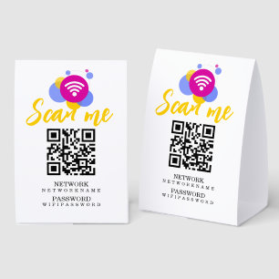 Plaque De Table Code QR personnalisé de mot de passe et de réseau