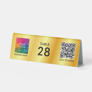 Plaque De Table Code QR personnalisé Logo d'entreprise ici Faux Go
