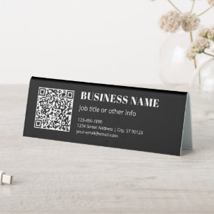 Plaque De Table Code QR personnalisé & Texte rétro-moderne modifia