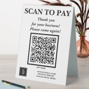 Plaque De Table Code QR professionnel personnalisé Paye mobile ici