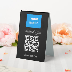Plaque De Table Code QR sans contact Scannable Menu Logo Blanc