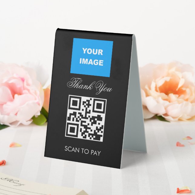 Plaque De Table Code QR sans contact Scannable Menu Logo Blanc (In SItu (Mariage))