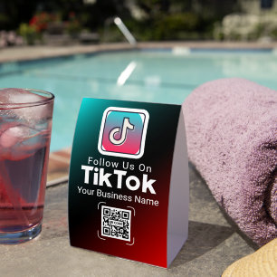 Plaque De Table Code QR TikTok Lumineux Nom de l'entreprise Suivez