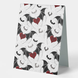 Plaque De Table Coeur d'Halloween avec ailes de chauve-souris noir