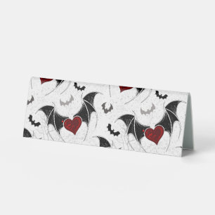 Plaque De Table Coeur d'Halloween avec ailes de chauve-souris noir