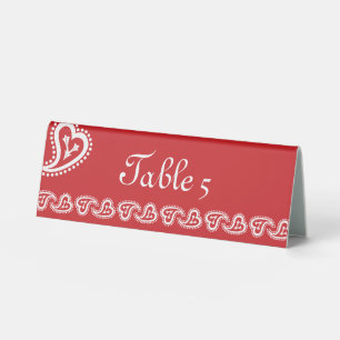 Plaque De Table Cœurs Paisley Sucrés sur un Panneau de Table Ceris