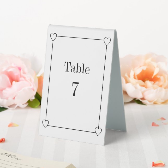 Plaque De Table Coeurs simples et romantiques Mariage blanc (In SItu (Mariage))