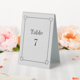 Plaque De Table Coeurs simples et romantiques Mariage gris clair