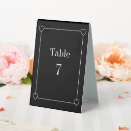Plaque De Table Coeurs simples et romantiques Mariage noir