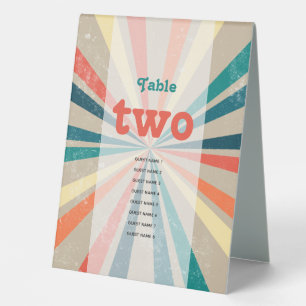 Plaque De Table Coloré Retro Sunburst Mariage Numéro de table