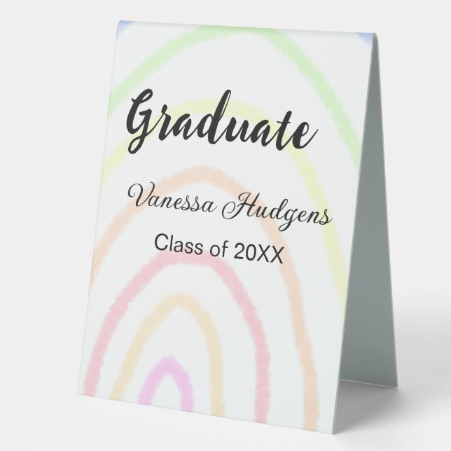 Plaque De Table Colorful rainbow Boho graduation ajouter nom année (Recto)