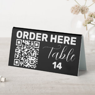 Plaque De Table Commande ici Qr Code noir blanc chic moderne