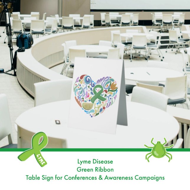 Plaque De Table Conférence de sensibilisation au ruban vert de la  (Table Sign for Lyme Disease Conferences and Awareness Campaigns #lyme #lymedisease #sign)