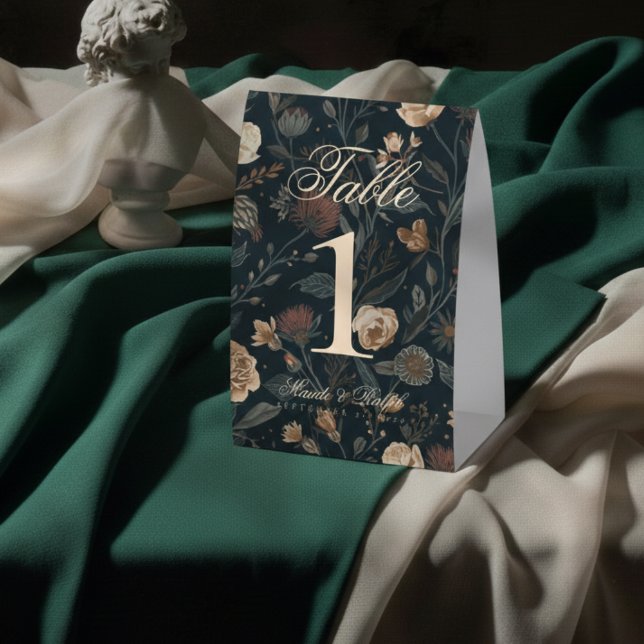 Plaque De Table Contemporary Modern Black Floral Wedding (Guide guests to their seats with sophistication using these Contemporary Modern Table Number!)