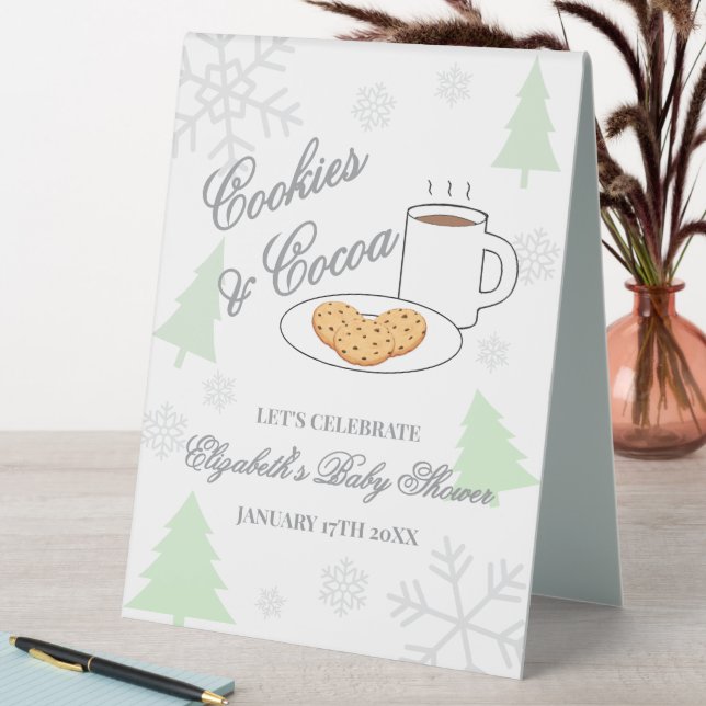Plaque De Table Cookies & Cocoa Baby Shower (En SItu (Tableau))