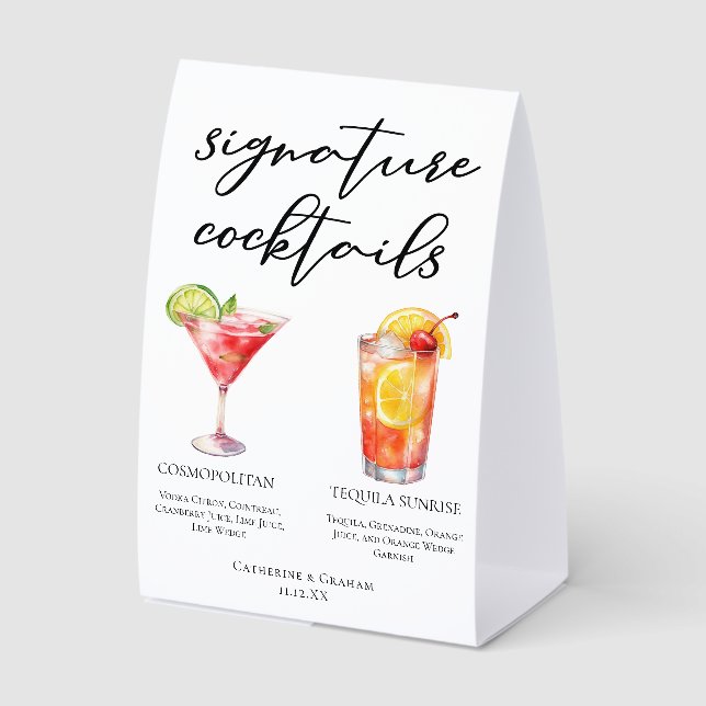 Plaque De Table Cosmopolitan Tequila Sunrise Cocktails Menu (Recto)