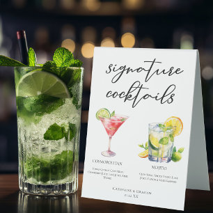 Plaque De Table Cosmopolite Mojito Signature Cocktails Menu