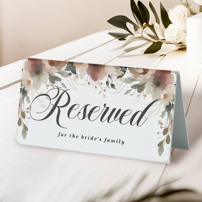 Plaque De Table Cottagecore Floral Mariage Réception Réservé (Gracefully reserve seating with our elegant tabletop signs, perfect for any honored guests.)