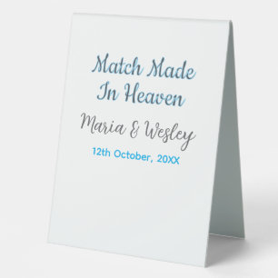 Plaque De Table Couple fait pour le ciel bleu noir nom date