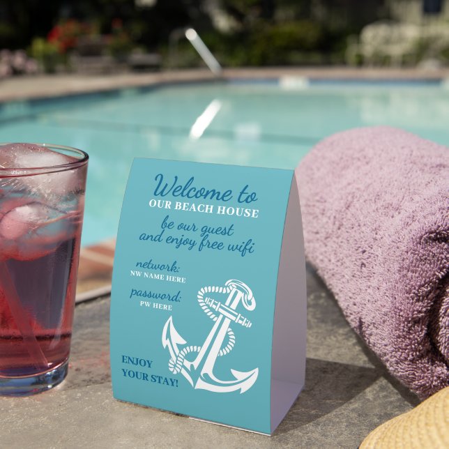 Plaque De Table Custom Beach House Rentals Home Wifi Instructions (InVersositu (sur table))