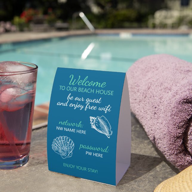 Plaque De Table Custom Beach House Rentals Home Wifi Instructions (InVersositu (sur table))