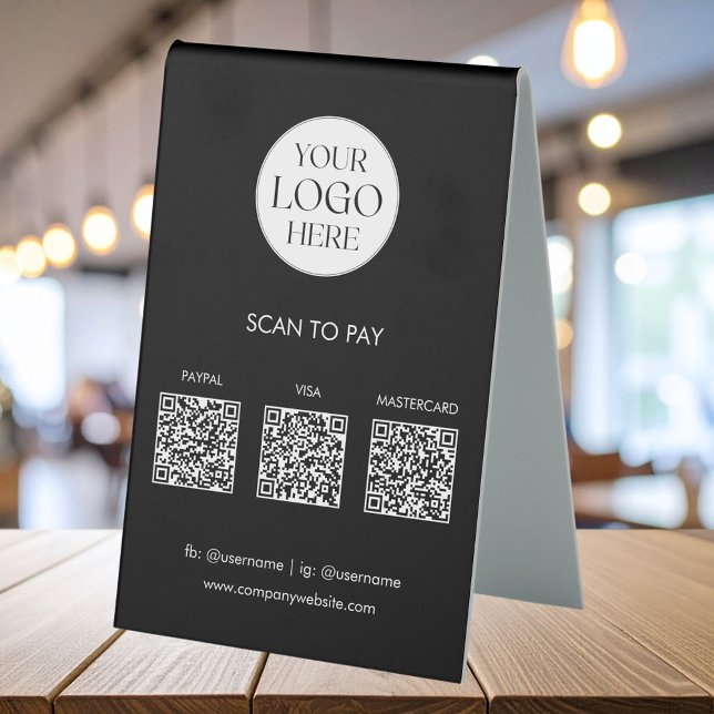 Plaque De Table Custom Business Logo QR Code Modern Payment (In situ)