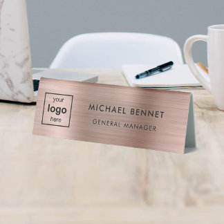 Plaque De Table Custom Logo Rose Gold Professional Business