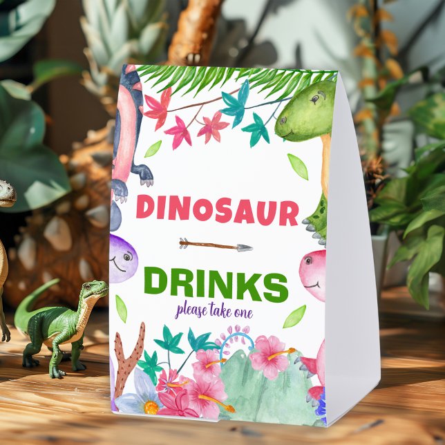 Plaque De Table Cute Girl Dinosaur 1st Birthday Party (Créateur téléchargé)