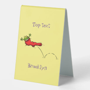 Plaque De Table Cute grenouille dans une chaussette rouge saut de 