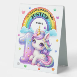 Plaque De Table Cute Rainbow et Unicorn 1er anniversaire