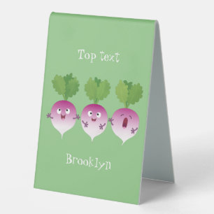 Plaque De Table Cute turnip légumes trio chanter dessin animé
