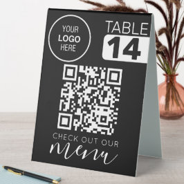 Plaque De Table Découvrez notre menu Qr Code noir blanc chic moder