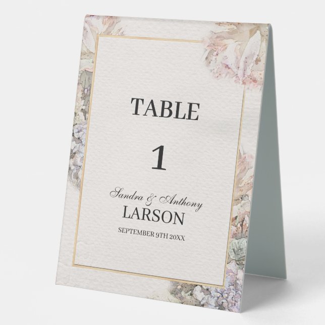 Plaque De Table Délicat Mariage floral aquarelle (Recto)