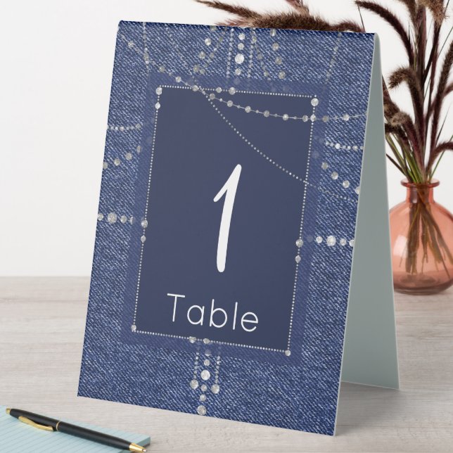 Plaque De Table Denim et diamants (En SItu (Tableau))
