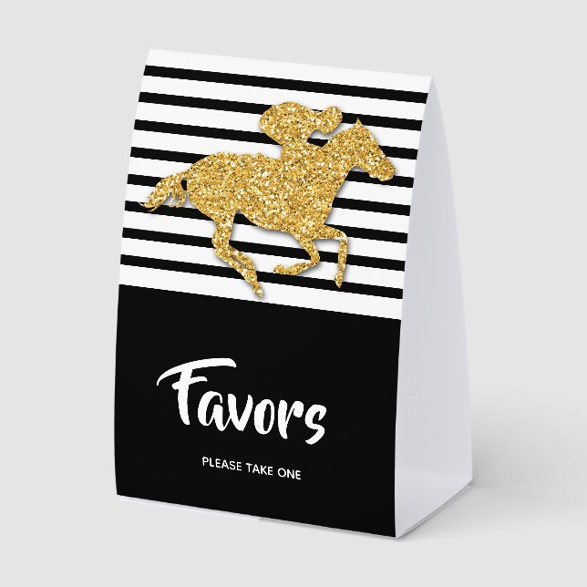Plaque De Table Derby Cheval de Course en Or Faveurs (Recto)